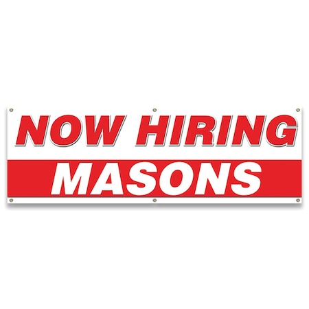 Signmission Now Hiring Masons Banner Apply Inside Accepting Application Single Sided B-72-30275